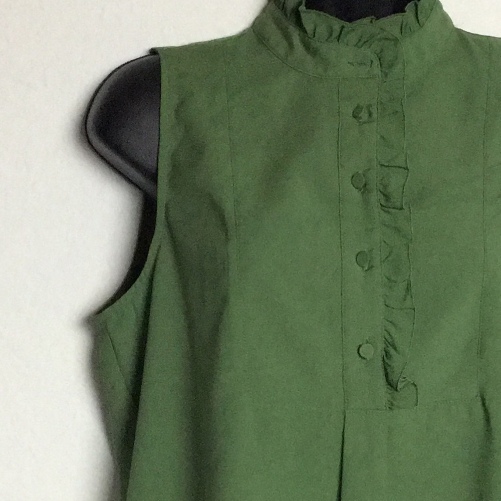 J. Crew Womens Green Sleeveless Ruffled Top (Size 6) - Picture 3 of 13